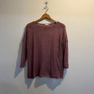vintage 2000s baggy boxy garnet hill purple mesh knit long sleeve